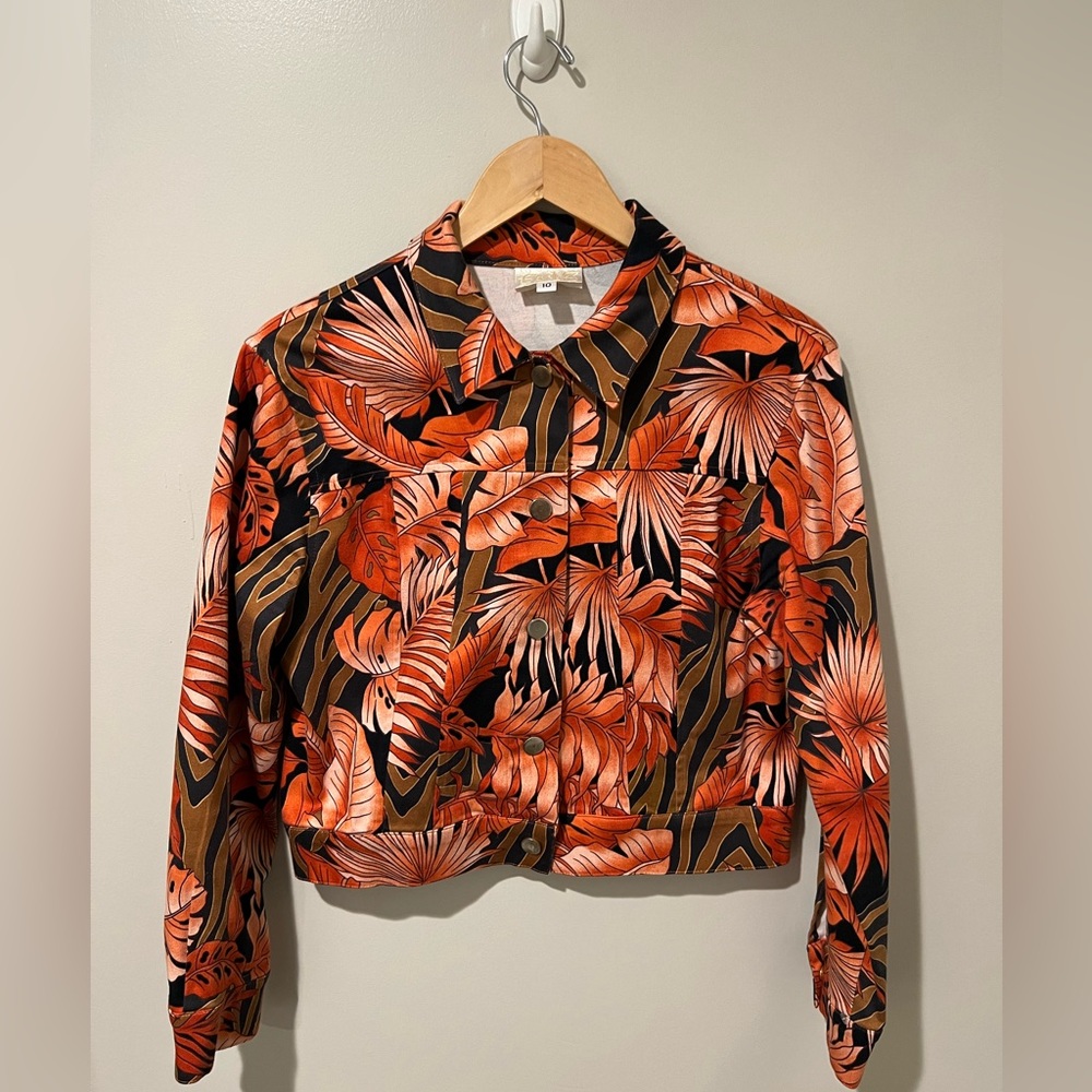 Cache Vintage Cropped Palm Jacket